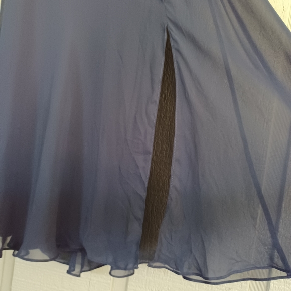 After Six Chiffon Bridesmaid Dress Size 4 In Midnight  Slit Sleeveless Tie Back - Picture 5 of 15